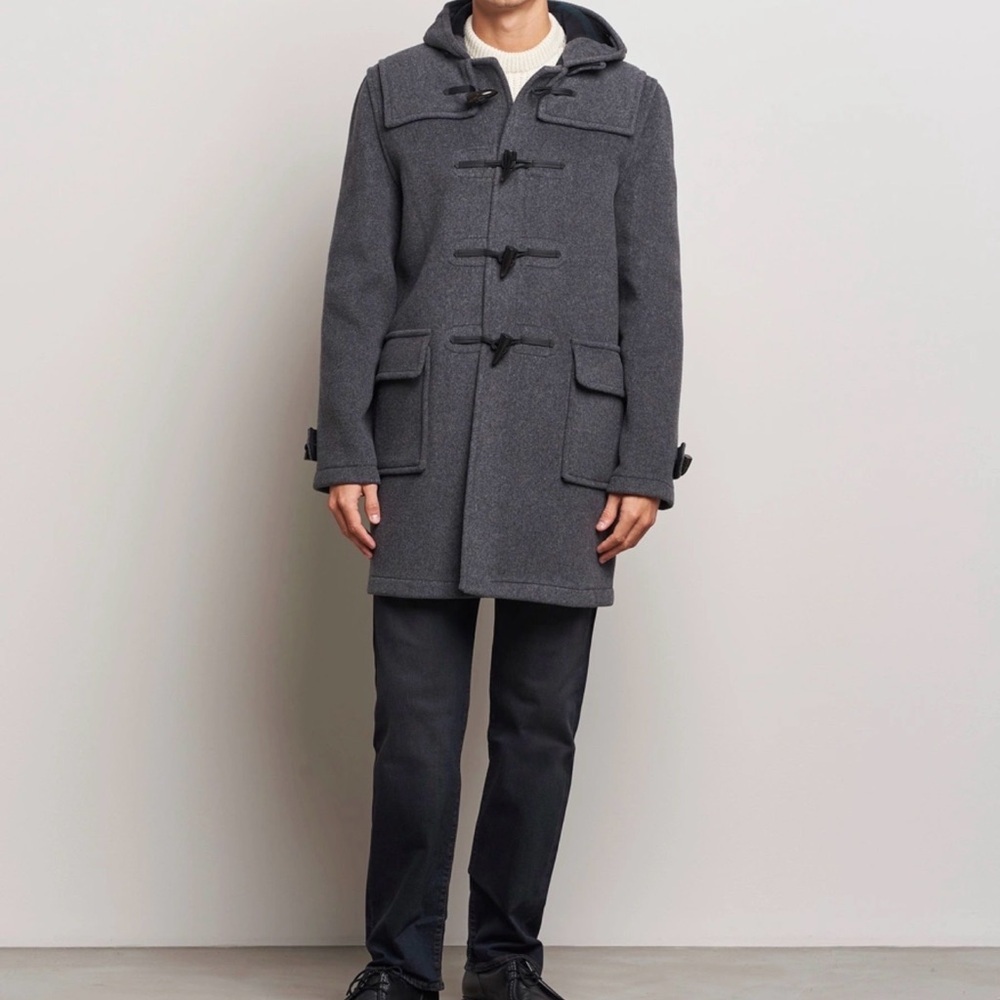 Jack and Jones Charcoal Light Gray Wool Blend Trench Pea Coat Mid length S